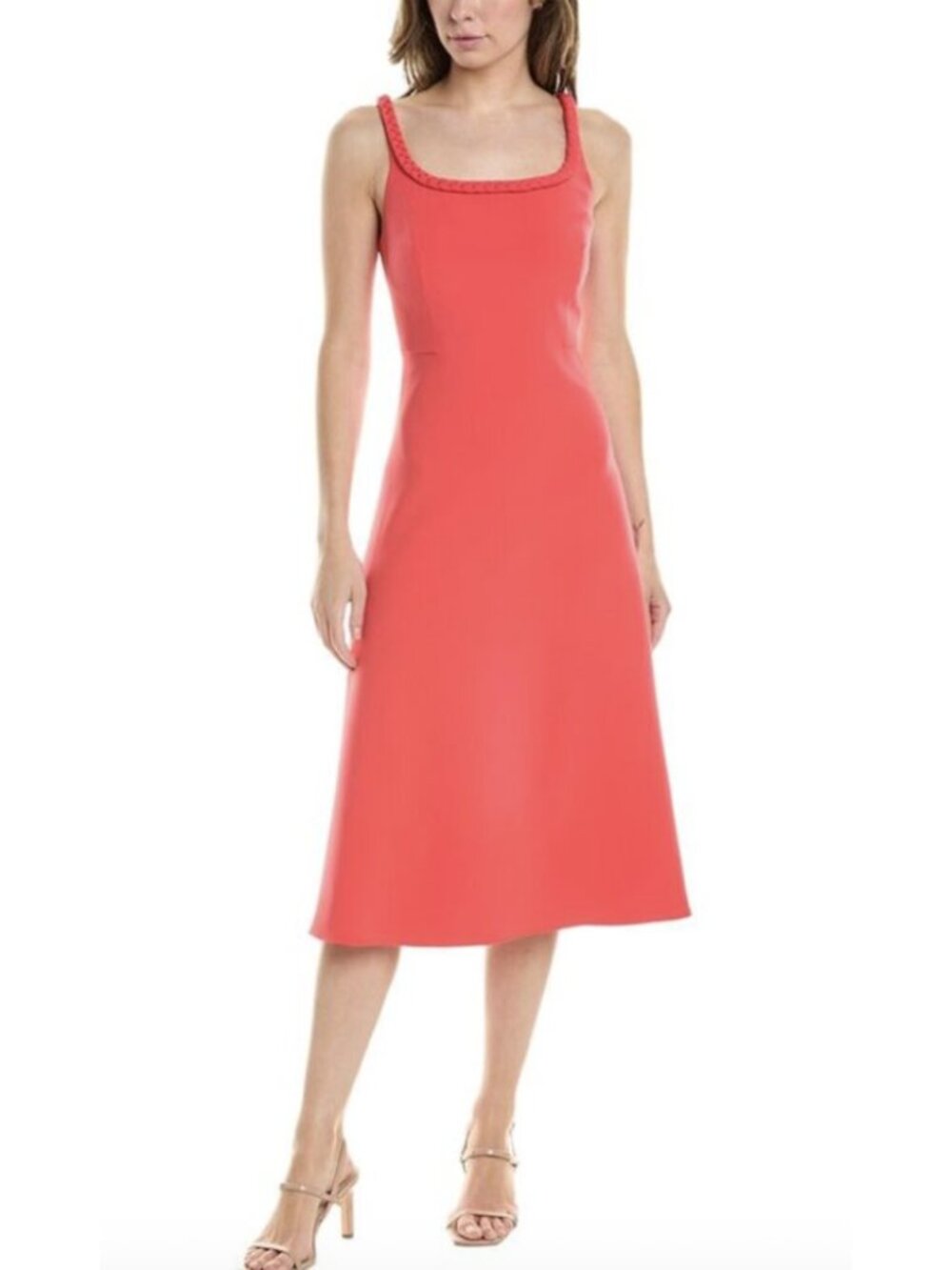 SACHIN & BABI Steph Braided Midi Dress Red Size 12 Cocktail Wedding Party